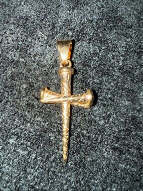 Gold Nail Cross Pendant Necklace - Women's Jewelry